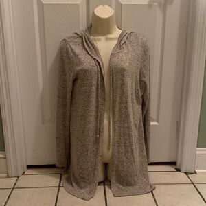 TBH Light Gray Open-Front Hooded Women's Sweater Cardigan